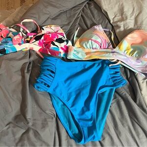 SO Floral and Abstract Bikini Set with Blue Bottom